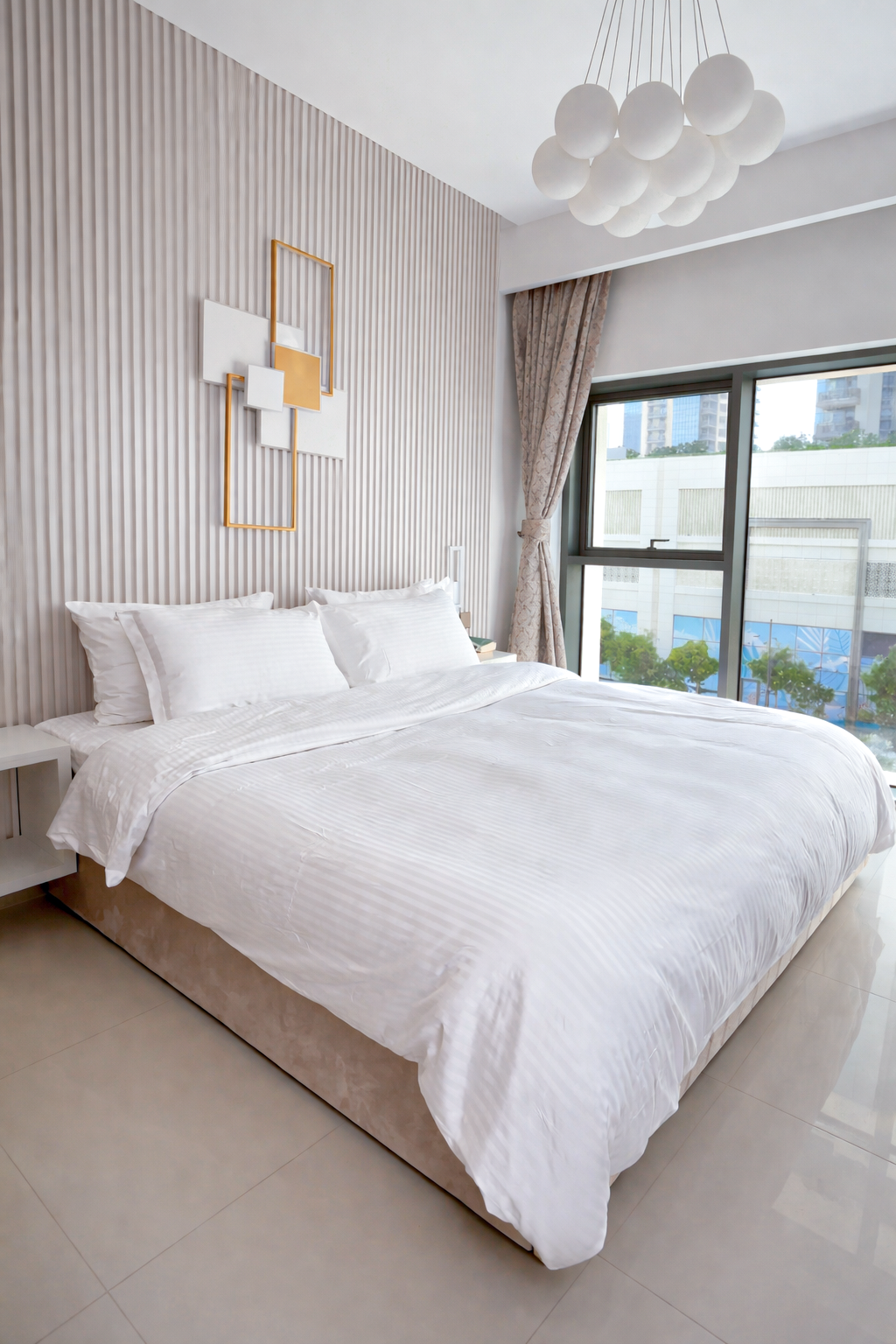 Stripe Satin Bedding Set - 1cm Woven Stripes